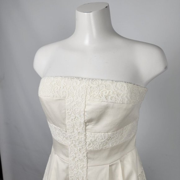 𝅺RW&CO White Lace Cotton Strapless Fit & Flare Mini Dress Size 8 - Picture 2 of 16